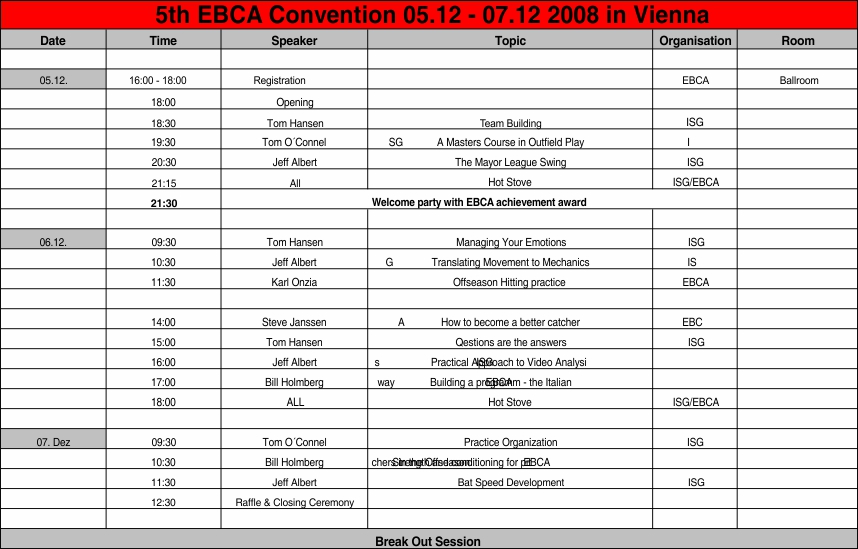 Convention Schedule - 5th EBCA Convention 2008 @ Vienna (A)